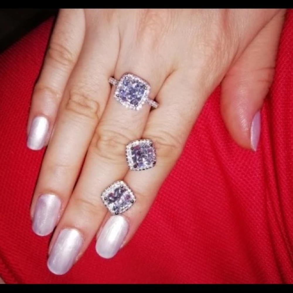 2-5Ct Halo 925 Silver Cushion Cut Solitaire Ring